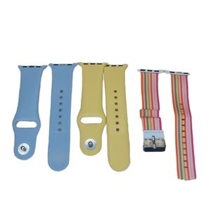 Apple Watch Shein Silicone and Canvas bands Pastel blue yellow and Rainb…